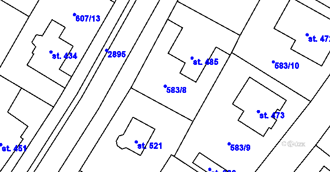Parcela st. 583/8 v KÚ Horní Ředice, Katastrální mapa
