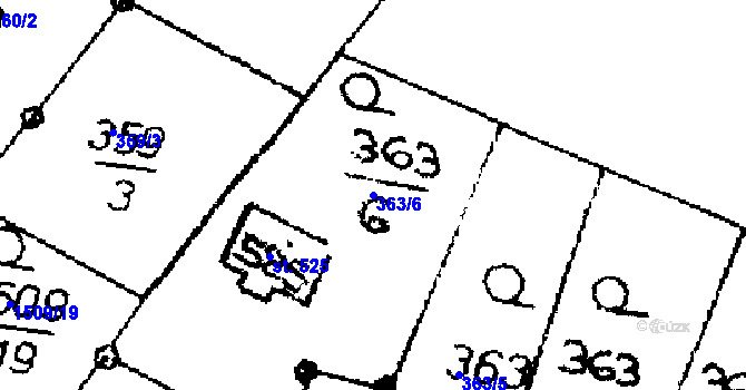 Parcela st. 363/6 v KÚ Horní Ředice, Katastrální mapa