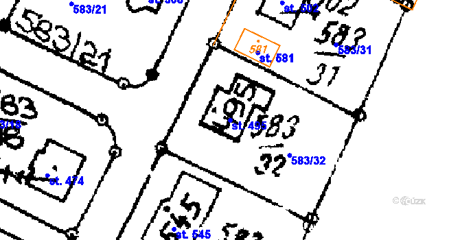 Parcela st. 495 v KÚ Horní Ředice, Katastrální mapa