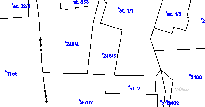 Parcela st. 246/3 v KÚ Horní Ředice, Katastrální mapa