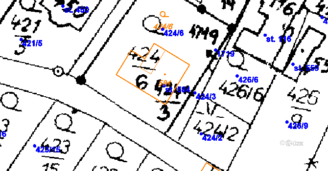 Parcela st. 584 v KÚ Horní Ředice, Katastrální mapa