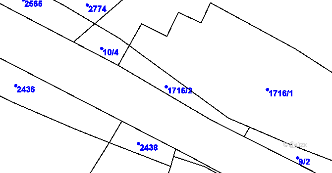 Parcela st. 1716/2 v KÚ Horní Ředice, Katastrální mapa