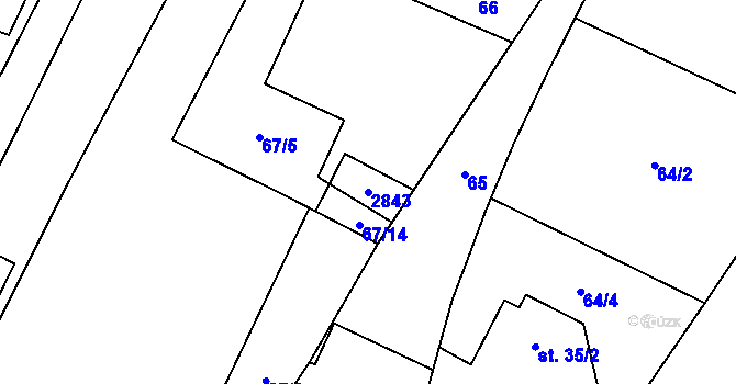 Parcela st. 2843 v KÚ Horní Ředice, Katastrální mapa