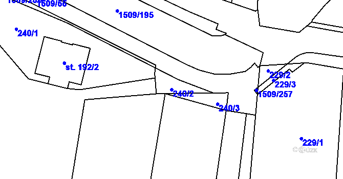 Parcela st. 240/2 v KÚ Horní Ředice, Katastrální mapa
