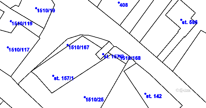 Parcela st. 157/2 v KÚ Horní Ředice, Katastrální mapa