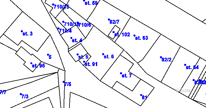 Parcela st. 6 v KÚ Horní Řepčice, Katastrální mapa