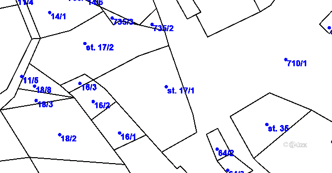 Parcela st. 17/1 v KÚ Horní Řepčice, Katastrální mapa