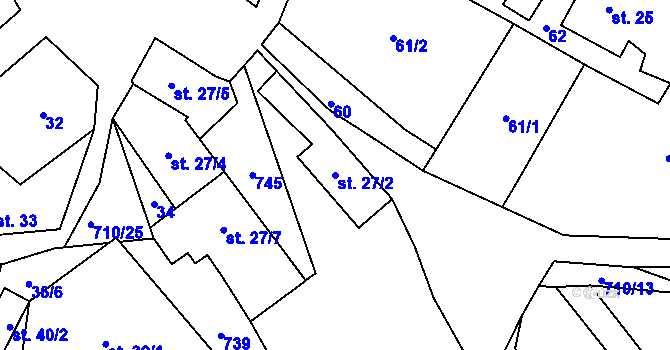 Parcela st. 27/2 v KÚ Horní Řepčice, Katastrální mapa