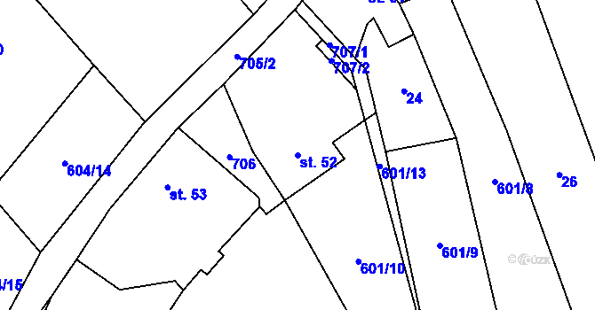 Parcela st. 52 v KÚ Horní Řepčice, Katastrální mapa