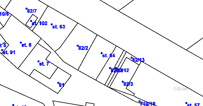Parcela st. 64 v KÚ Horní Řepčice, Katastrální mapa