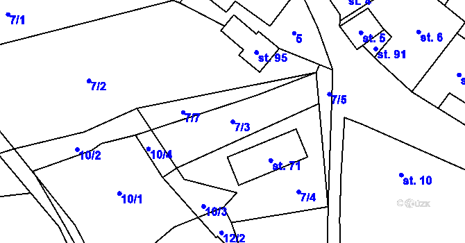 Parcela st. 7/3 v KÚ Horní Řepčice, Katastrální mapa