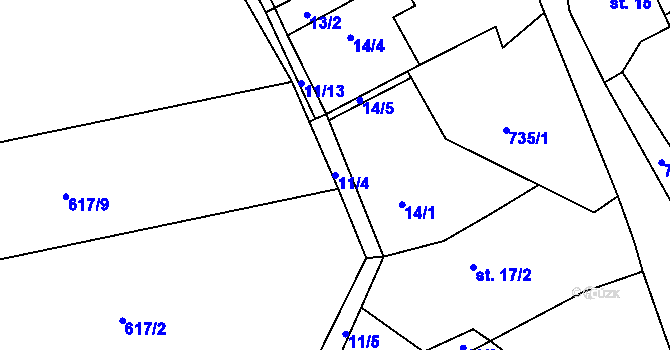 Parcela st. 11/4 v KÚ Horní Řepčice, Katastrální mapa