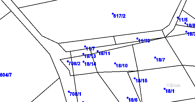 Parcela st. 18/11 v KÚ Horní Řepčice, Katastrální mapa