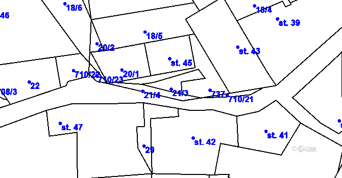Parcela st. 21/3 v KÚ Horní Řepčice, Katastrální mapa