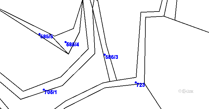 Parcela st. 586/3 v KÚ Horní Řepčice, Katastrální mapa