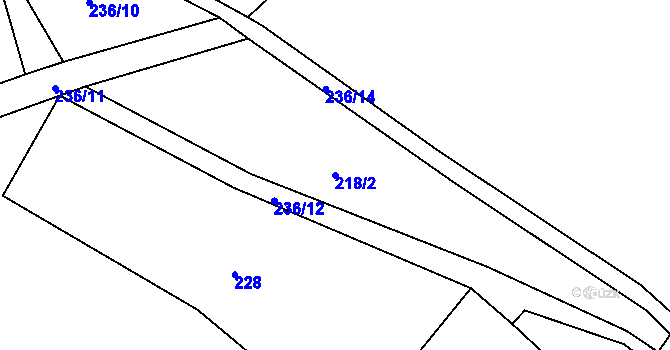 Parcela st. 218/2 v KÚ Horní Řepčice, Katastrální mapa