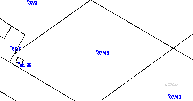 Parcela st. 87/45 v KÚ Horní Řepčice, Katastrální mapa