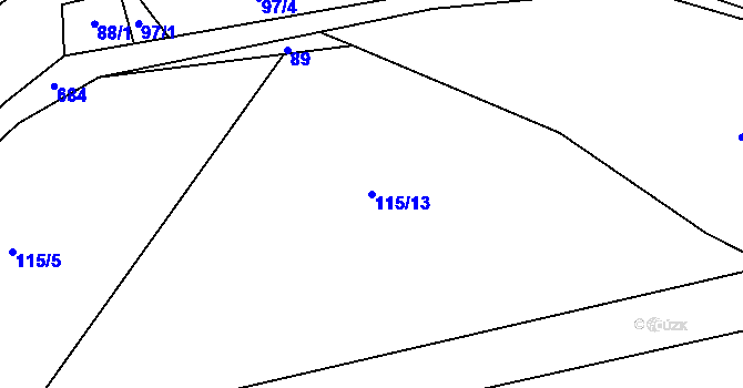 Parcela st. 115/13 v KÚ Horní Řepčice, Katastrální mapa