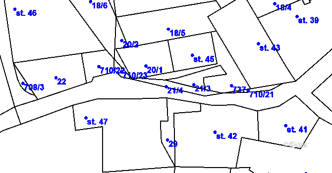 Parcela st. 21/4 v KÚ Horní Řepčice, Katastrální mapa