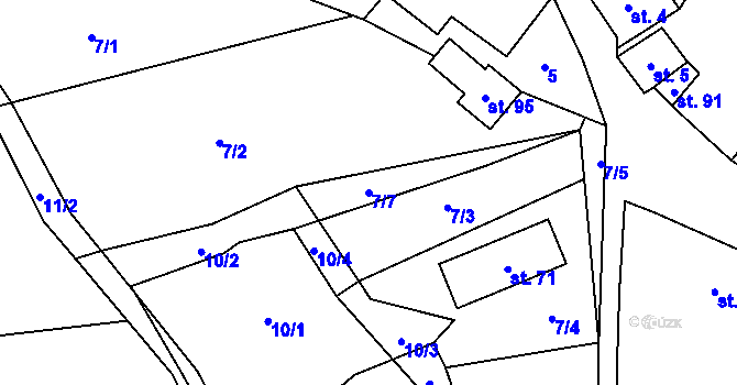 Parcela st. 7/7 v KÚ Horní Řepčice, Katastrální mapa