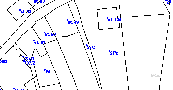 Parcela st. 27/3 v KÚ Horní Řepčice, Katastrální mapa