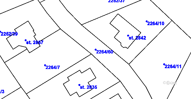 Parcela st. 2264/60 v KÚ Horní Slavkov, Katastrální mapa