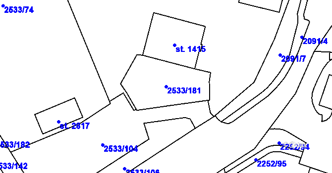 Parcela st. 2533/181 v KÚ Horní Slavkov, Katastrální mapa