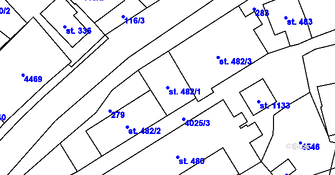 Parcela st. 482/1 v KÚ Horní Slavkov, Katastrální mapa