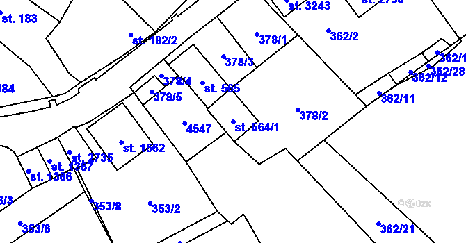 Parcela st. 564/1 v KÚ Horní Slavkov, Katastrální mapa