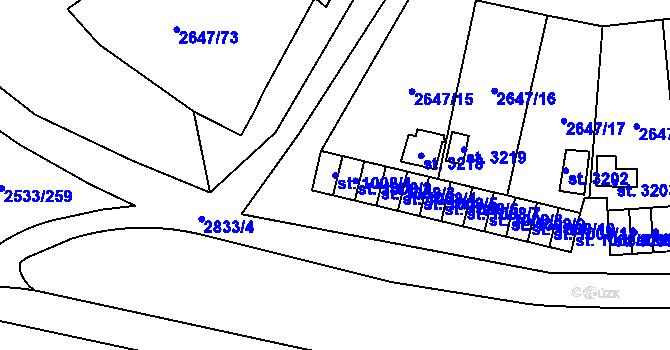 Parcela st. 1008/1 v KÚ Horní Slavkov, Katastrální mapa