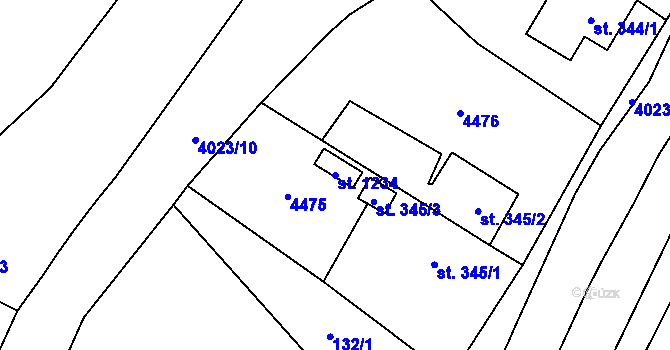 Parcela st. 1234 v KÚ Horní Slavkov, Katastrální mapa