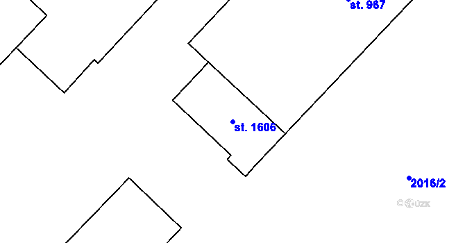 Parcela st. 1606 v KÚ Horní Slavkov, Katastrální mapa