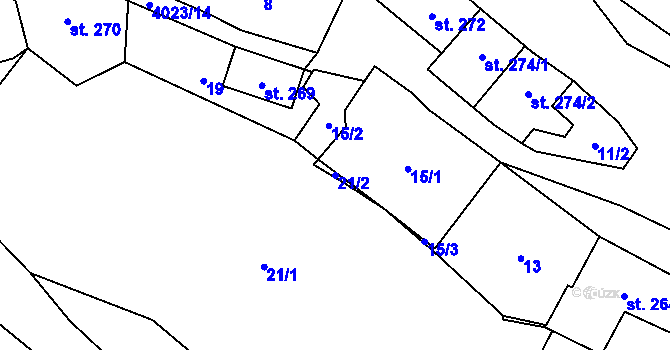 Parcela st. 21/2 v KÚ Horní Slavkov, Katastrální mapa
