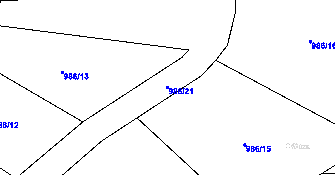 Parcela st. 986/21 v KÚ Horní Slavkov, Katastrální mapa