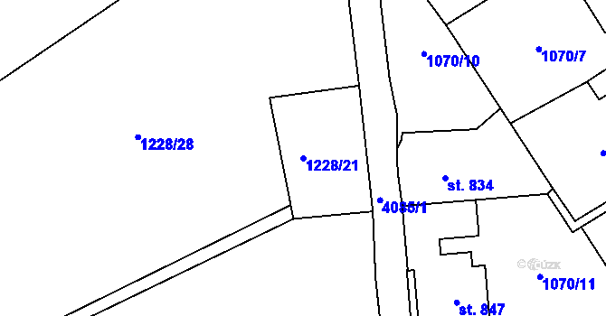 Parcela st. 1228/21 v KÚ Horní Slavkov, Katastrální mapa