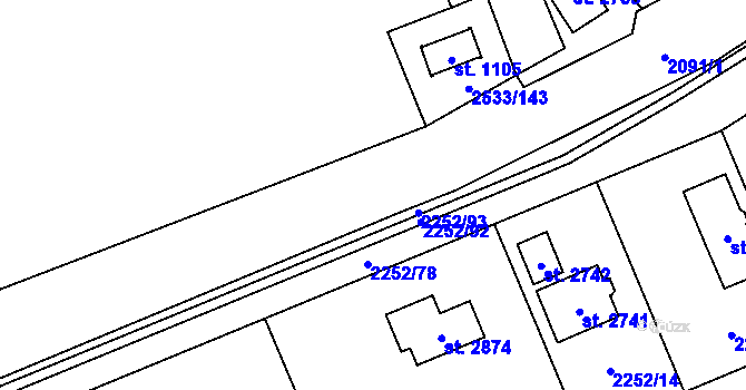 Parcela st. 2091 v KÚ Horní Slavkov, Katastrální mapa