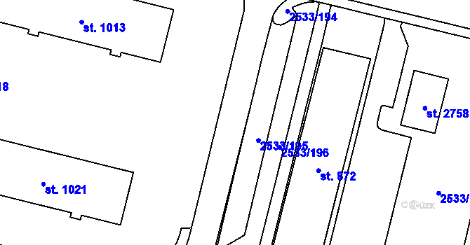 Parcela st. 2533/19 v KÚ Horní Slavkov, Katastrální mapa