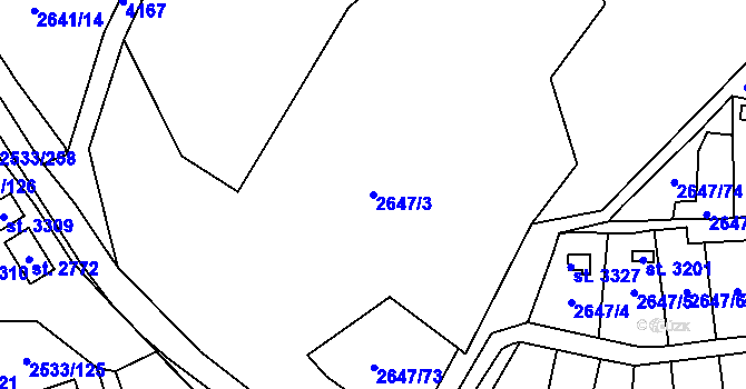 Parcela st. 2647/3 v KÚ Horní Slavkov, Katastrální mapa