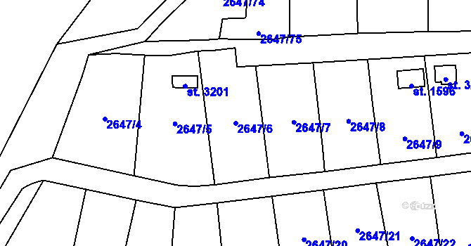 Parcela st. 2647/6 v KÚ Horní Slavkov, Katastrální mapa