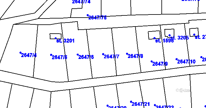 Parcela st. 2647/7 v KÚ Horní Slavkov, Katastrální mapa