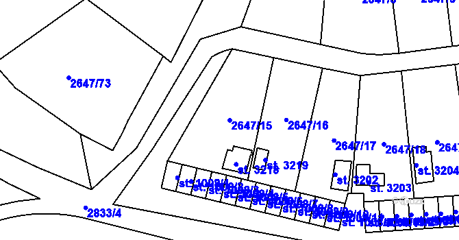 Parcela st. 2647/15 v KÚ Horní Slavkov, Katastrální mapa