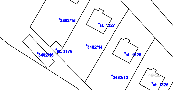 Parcela st. 3482/14 v KÚ Horní Slavkov, Katastrální mapa