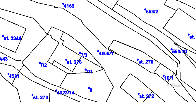 Parcela st. 4168/1 v KÚ Horní Slavkov, Katastrální mapa