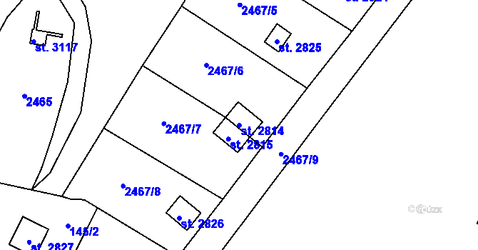 Parcela st. 2814 v KÚ Horní Slavkov, Katastrální mapa