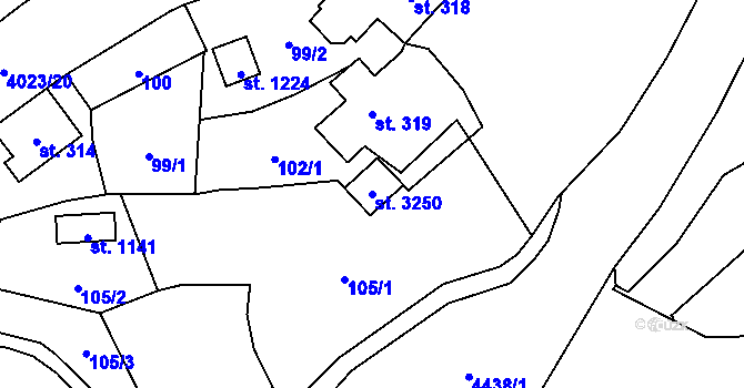 Parcela st. 3250 v KÚ Horní Slavkov, Katastrální mapa