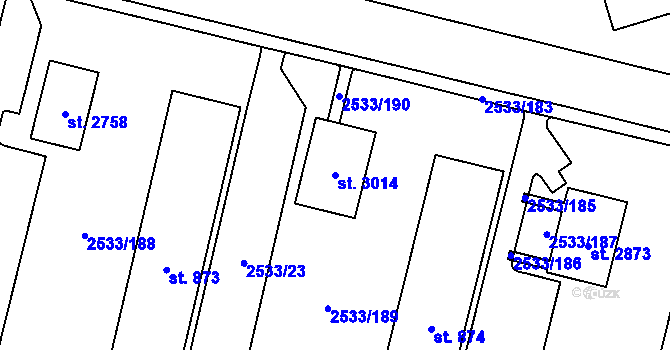 Parcela st. 3014 v KÚ Horní Slavkov, Katastrální mapa