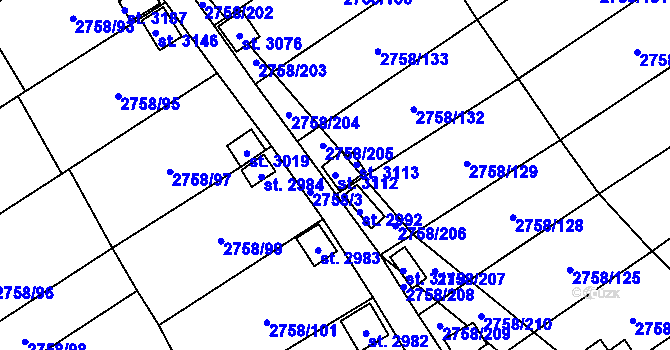 Parcela st. 3112 v KÚ Horní Slavkov, Katastrální mapa