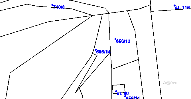 Parcela st. 656/14 v KÚ Kfely u Horního Slavkova, Katastrální mapa