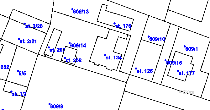 Parcela st. 134 v KÚ Horní Slivno, Katastrální mapa