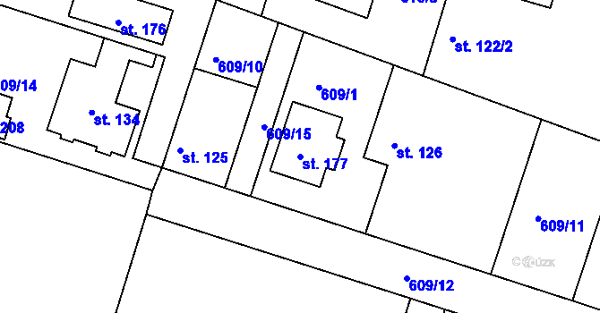 Parcela st. 177 v KÚ Horní Slivno, Katastrální mapa